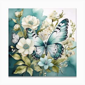 Butterfly And Flowers Canvas Print