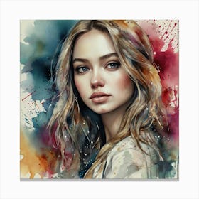 Watercolor Of A Girl Canvas Print