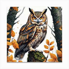 Owl In The Woods 51 Canvas Print