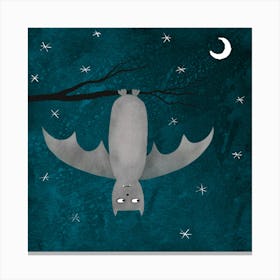 Bat on a Branch in the Moonlight Canvas Print