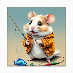 Hamster Fishing 16 Canvas Print