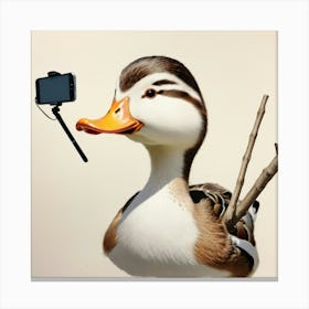 Duck With A Phone Canvas Print