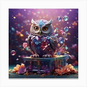 Owl With Crystals Canvas Print