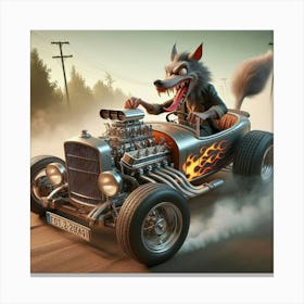 Wolf In A Car 3 Canvas Print