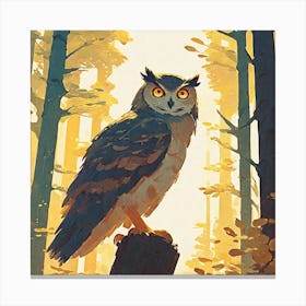 Owl In The Forest 48 Canvas Print