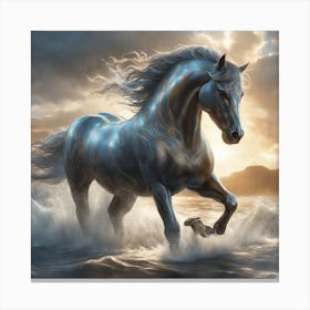 Blue Horse In The Ocean Canvas Print