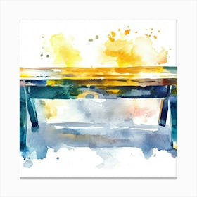 Watercolor Of A Wooden Table Canvas Print