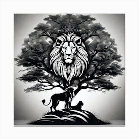 Lion And Tree 7 Canvas Print