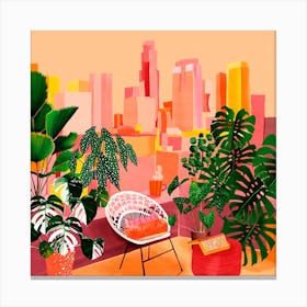 Urban Jungle On A Big City Rooftop Square Canvas Print