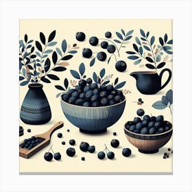 Scandinavian Art, Aronia berries ​ Canvas Print