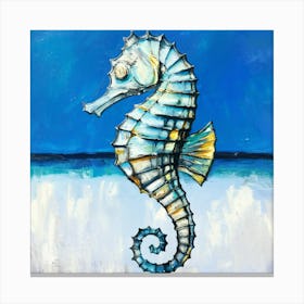 White Seahorse Light Blue Background Blue Sky Wh (1) Canvas Print