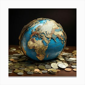 World Globe With Coins 1 Canvas Print