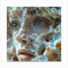 Woman'S Face Covered In Bubbles Canvas Print