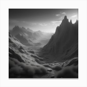 Peaceful Landscape In Mountains Black And White Still Digital Art Perfect Composition Beautiful (5) Canvas Print