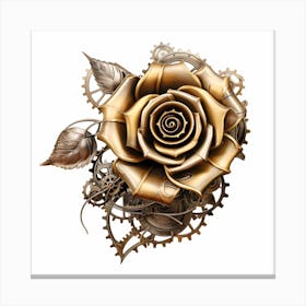 Golden Steampunk Rose Canvas Print