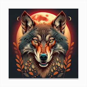 The Wolf Head Points Roars Named Meyer Red Canvas Print