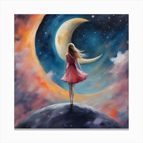 Moon And The Girl Canvas Print