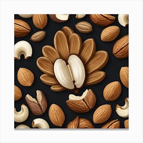 Almonds On Black Background 8 Canvas Print