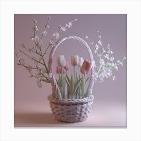 Tulips In A Basket 4 Canvas Print