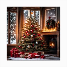 Christmas Tree In The Living Room 1 Canvas Print