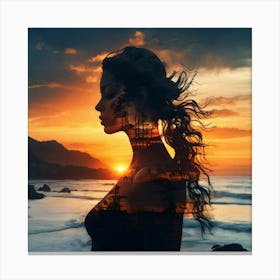 Sunset Portrait Of A Woman 1 Canvas Print