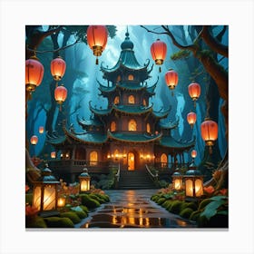 Chinese Lanterns In The Forest Canvas Print