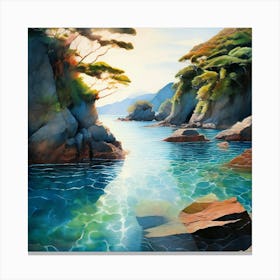 Watercolor Purau Bay Landscape Studio Photography Complex Details High Detail Canvas Print