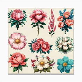 Vintage Floral Bouquet Canvas Print