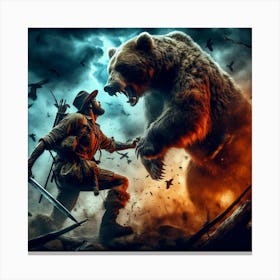 Fight bear Canvas Print