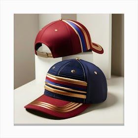 A Stunning, Intricately Designed Baseball Cap With Vibrant Colors And Varying Textures, Adorned With Bold, Curved Lines And Geometric Patterns, Featuring A Slightly Curved Brim And A Fitted, Rounded Crown (3) Canvas Print