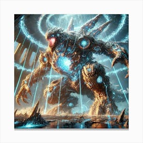 A Stunning Depiction Of Riftbreaker Kaiju, A Colos Canvas Print