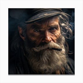 Old Man Smoking A Cigarette 3 Canvas Print