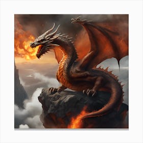 Dragon In Flames 3 Canvas Print