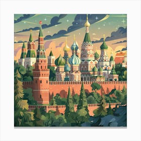 A Kremlin In Moscow Lofi Illustration 1719933875 4 Canvas Print