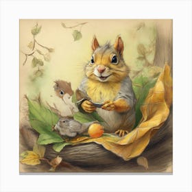 Squirrels In Autumn Canvas Print