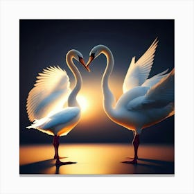 Swans In Love Canvas Print