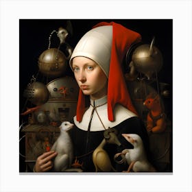Woman With A Mouse Canvas Print