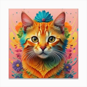 Cat With Flowers 4 Canvas Print