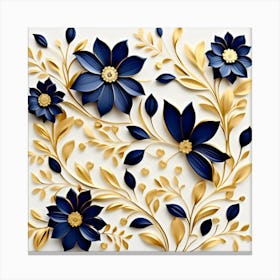 Blue And Gold Flowers Canvas Print