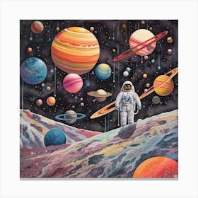 Astronaut Illustration Kids Room 8 Canvas Print