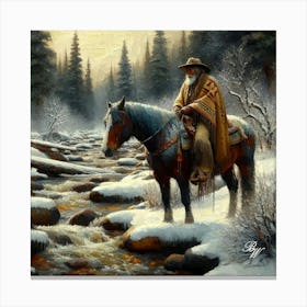 Mountain Man By Stream Copy Canvas Print