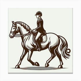 Line Art rider on horse Canvas Print