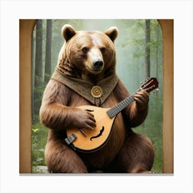 Mandolin Bear Art Print 3 Canvas Print