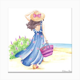 Girl on a beach Canvas Print