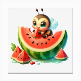 Watermelon Bee Canvas Print