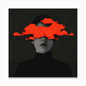 Woman With Red Clouds On Her Face Canvas Print