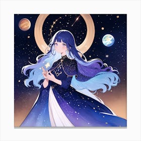 Anime Girl In Space Canvas Print