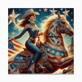 Cowgirl On Horseback 1 Canvas Print