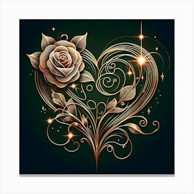 Roses In A Heart 3 Canvas Print