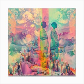 Two People Standing In Front Of A Colorful Sky Canvas Print